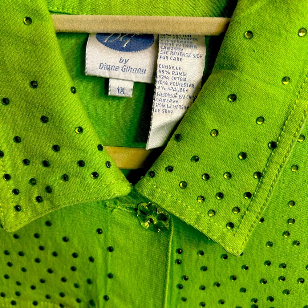Diane Gilman Lime Green Studded Blazer